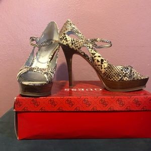Guess snake print heels